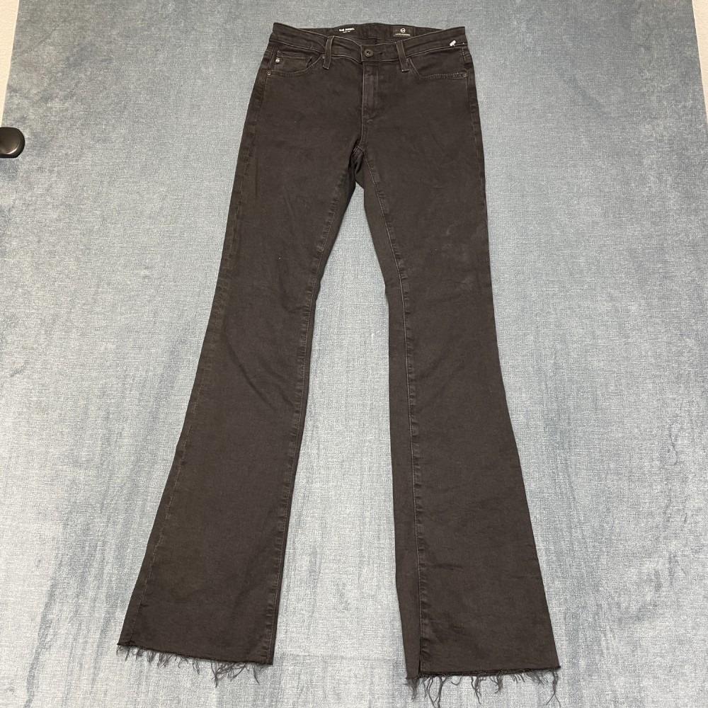 AG Adriano Goldschmied The Angel Bootcut Jeans Women 28W Black Denim Frayed Hem